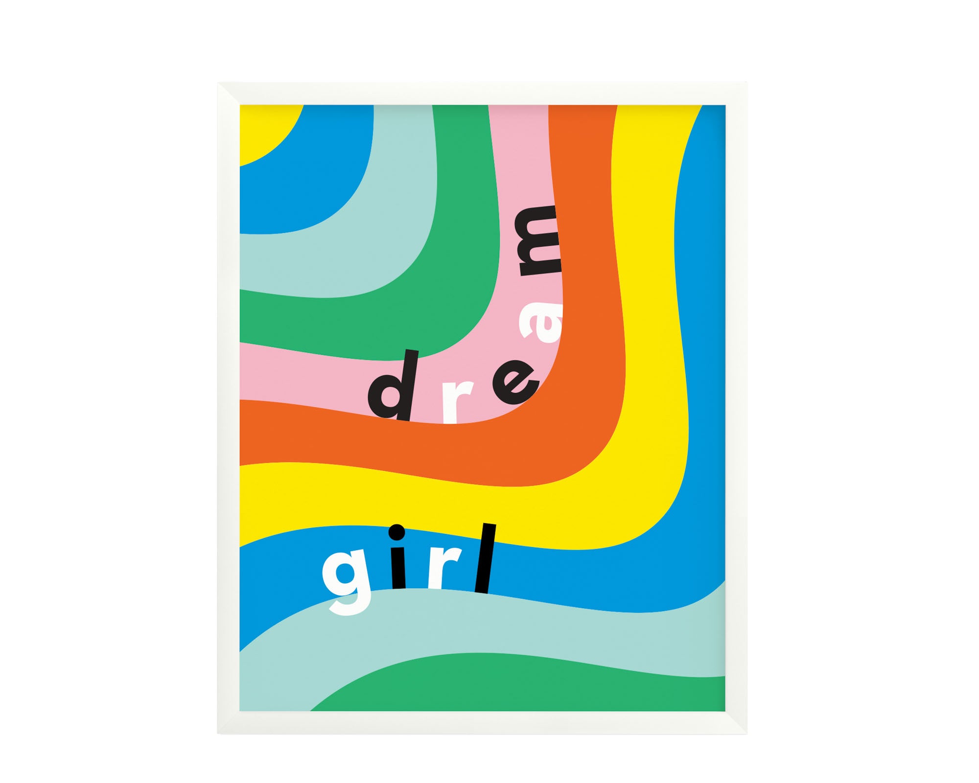 "Dream Girl" psychedelic typographic rainbow archival giclée art print. Made in USA by My Darlin' @mydarlin_bk