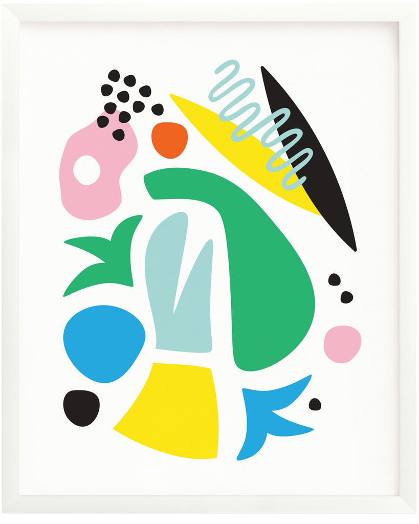 "Pool Party" Miro inspired abstract shapes composition archival giclée art print. Made in USA by My Darlin' @mydarlin_bk