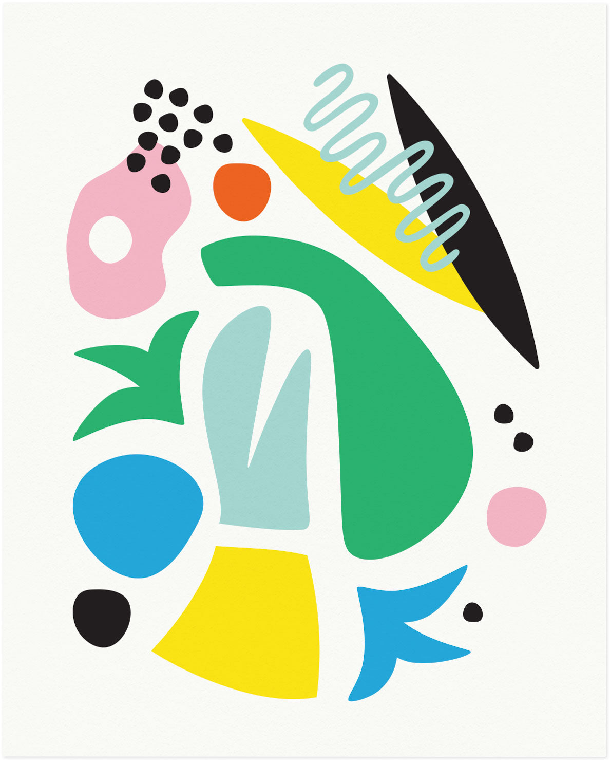 "Pool Party" Miro inspired abstract shapes composition archival giclée art print. Made in USA by My Darlin' @mydarlin_bk