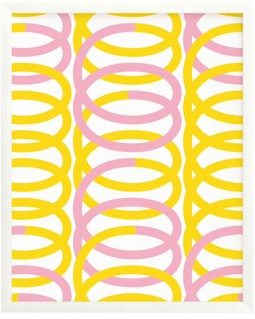"Spiro" pink and yellow graphic geometric spiral composition archival giclée art print. Made in USA by My Darlin' @mydarlin_bk