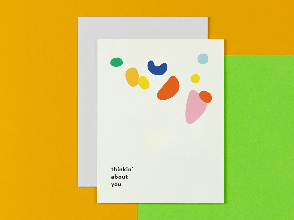 Thinkin’ About You sympathy card with abstract shapes. Made in USA by My Darlin' @mydarlin_bk