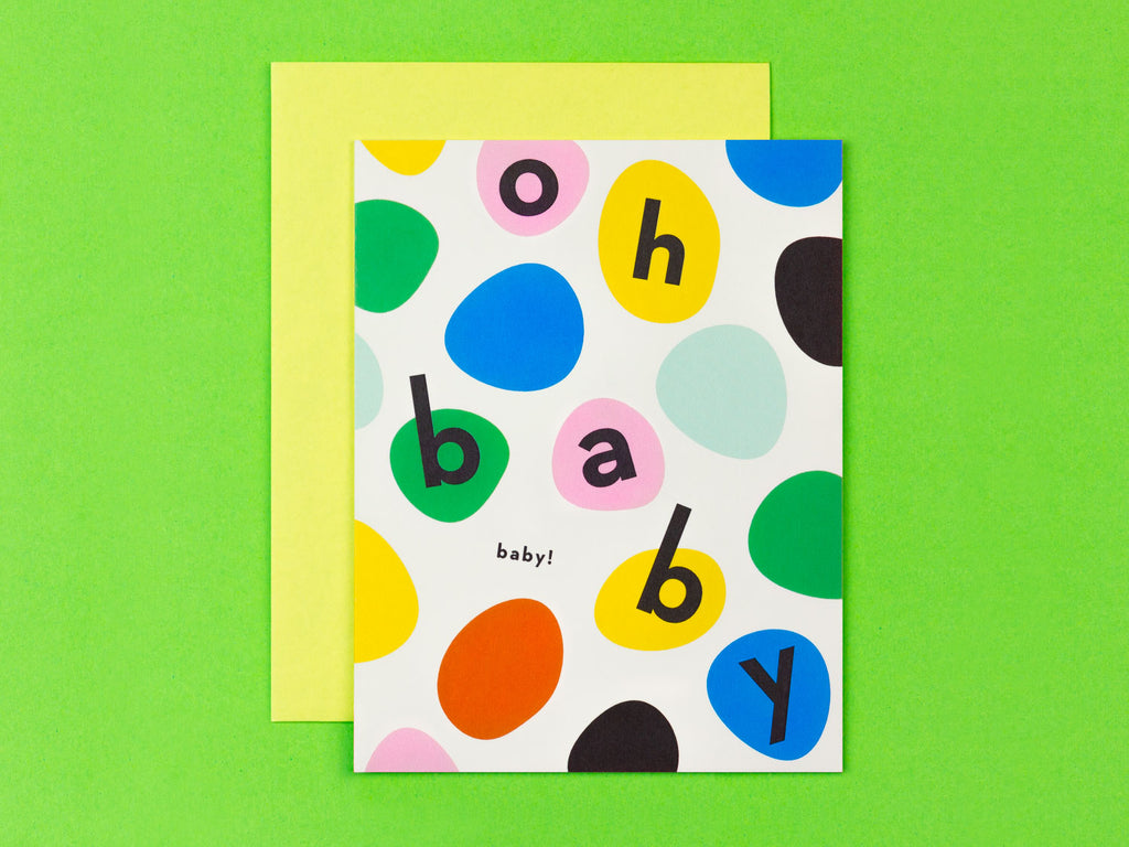 Oh Baby Baby! New baby congrats card with colorful bouncing dots by My Darlin' @mydarlin_bk