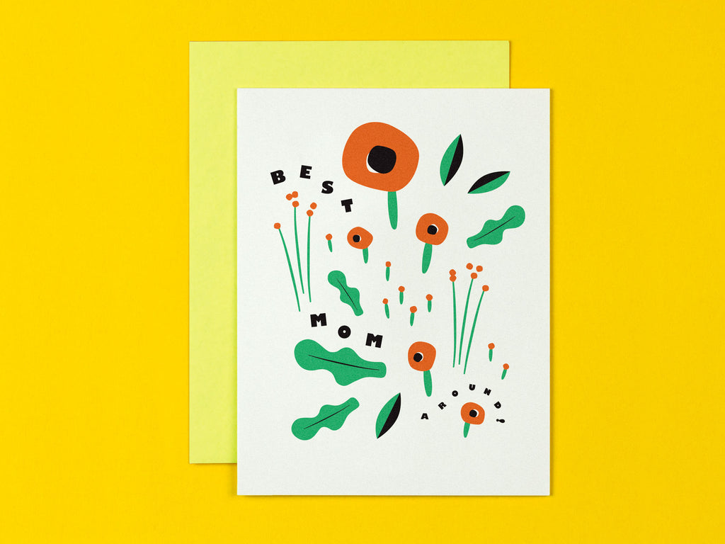 Best Mom Around Floral Mother's Day Card with Poppies • Made in USA by My Darlin' @mydarlin_bk