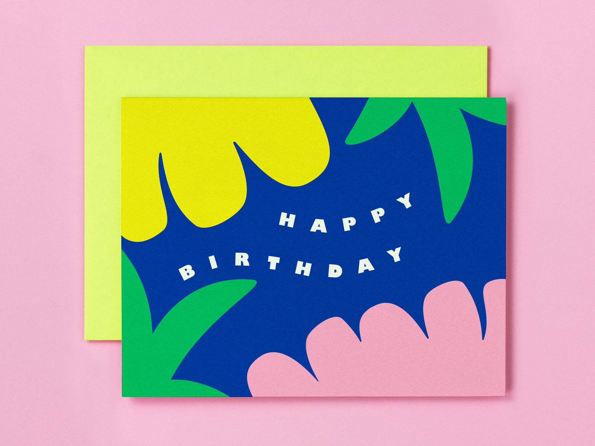 Tropical happy birthday card with abstract tropical floral illustration. Made in USA by My Darlin' @mydarlin_bk