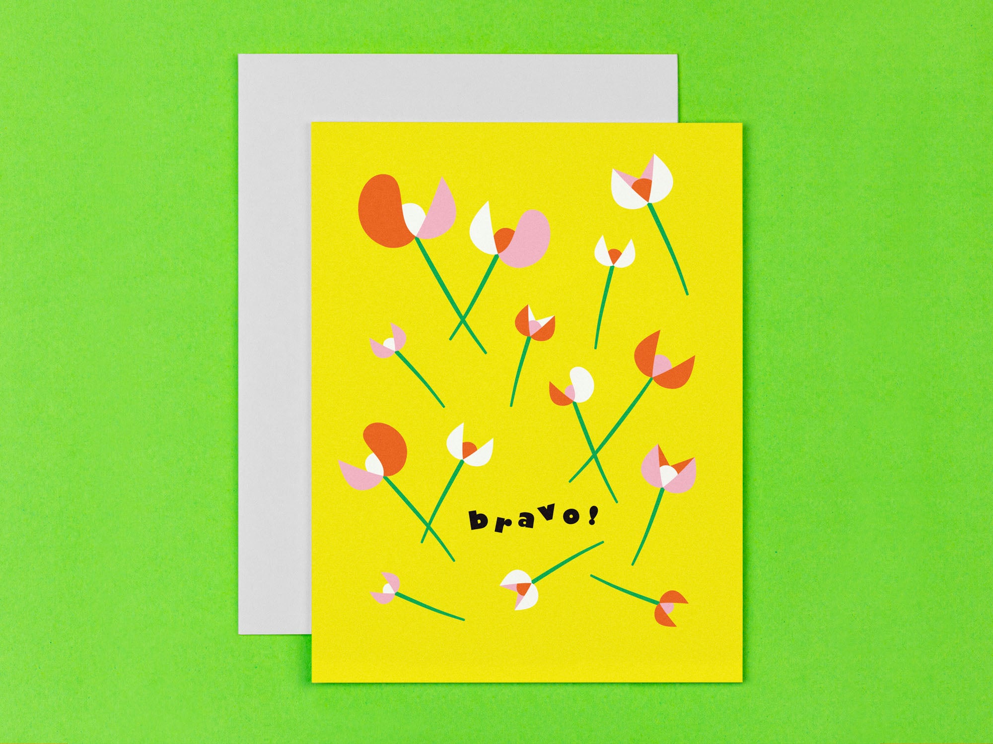 Bravo floral congratulations card with flowers strewn about. Made in USA by My Darlin' @mydarlin_bk