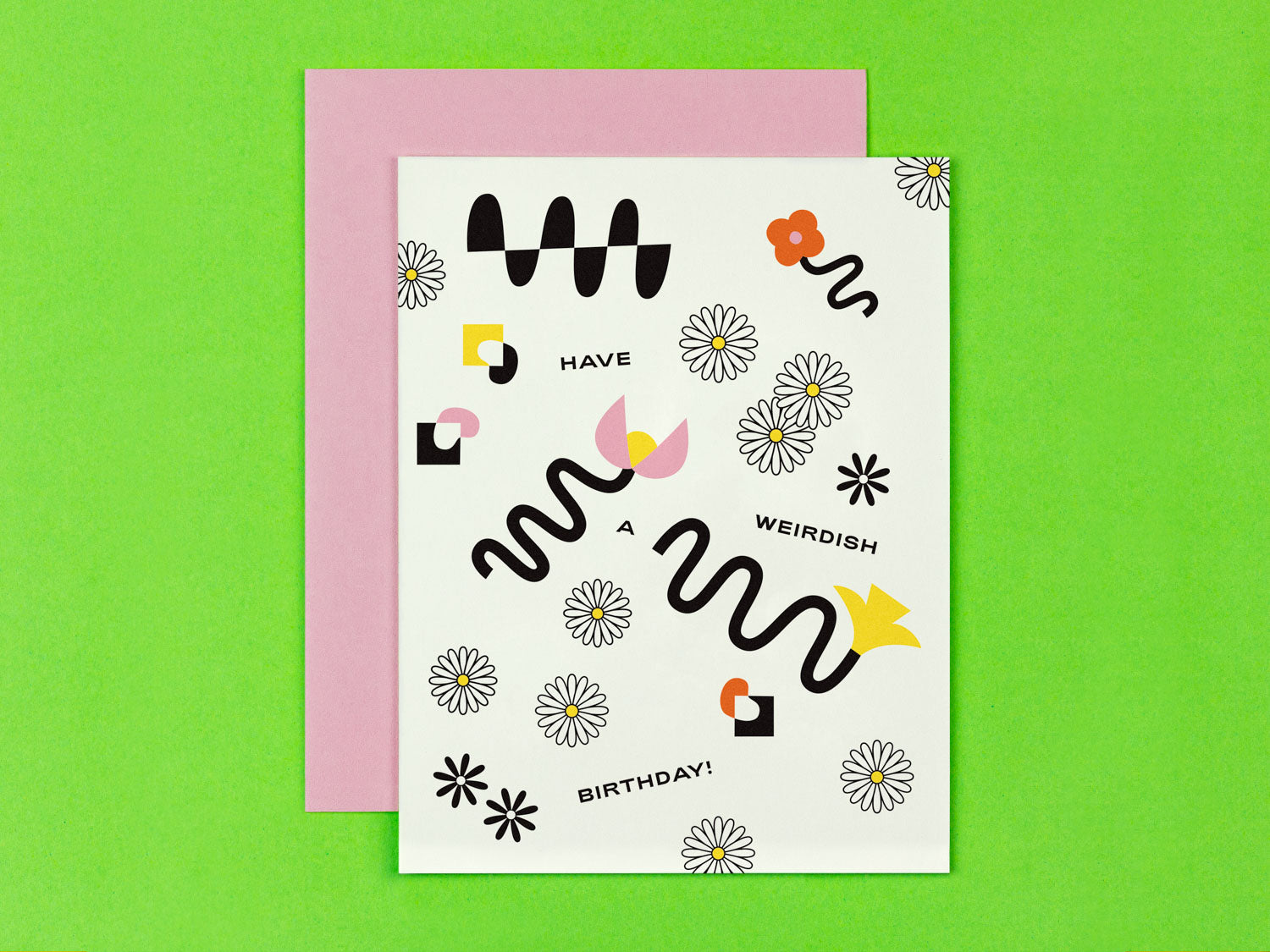 Have a weirdish birthday birthday card with squiggle-infused florals. Made in USA by My Darlin' @mydarlin_bk