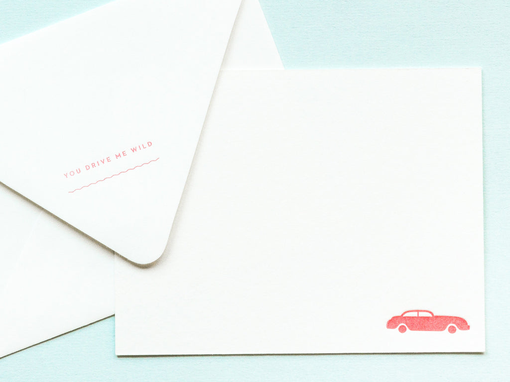 You Drive Me Wild Notevelope & Sporty Car Notecard