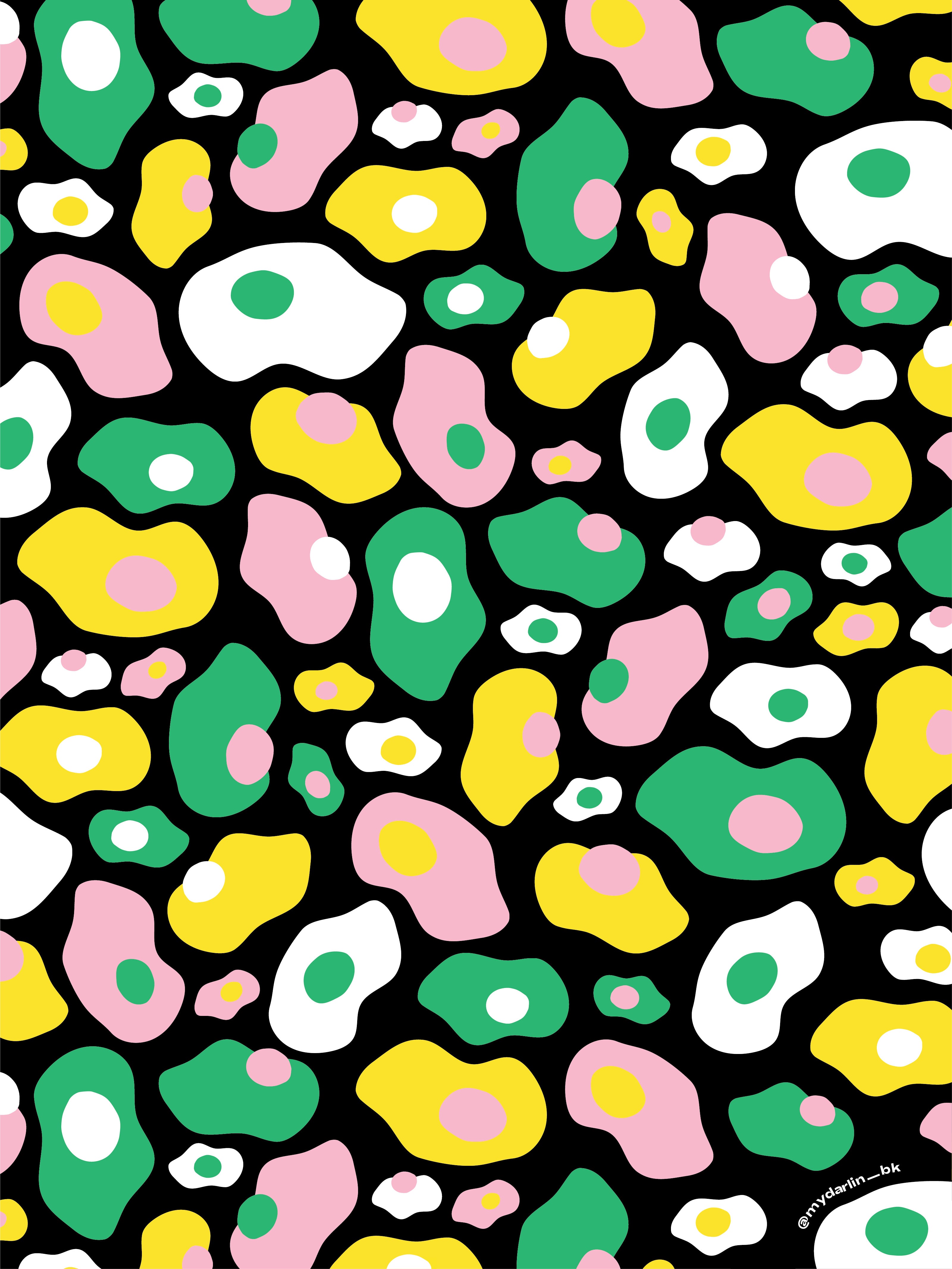 "Psychedelic Eggs" abstract eggs pattern free downloadable device wallpaper by @mydarlin_bk
