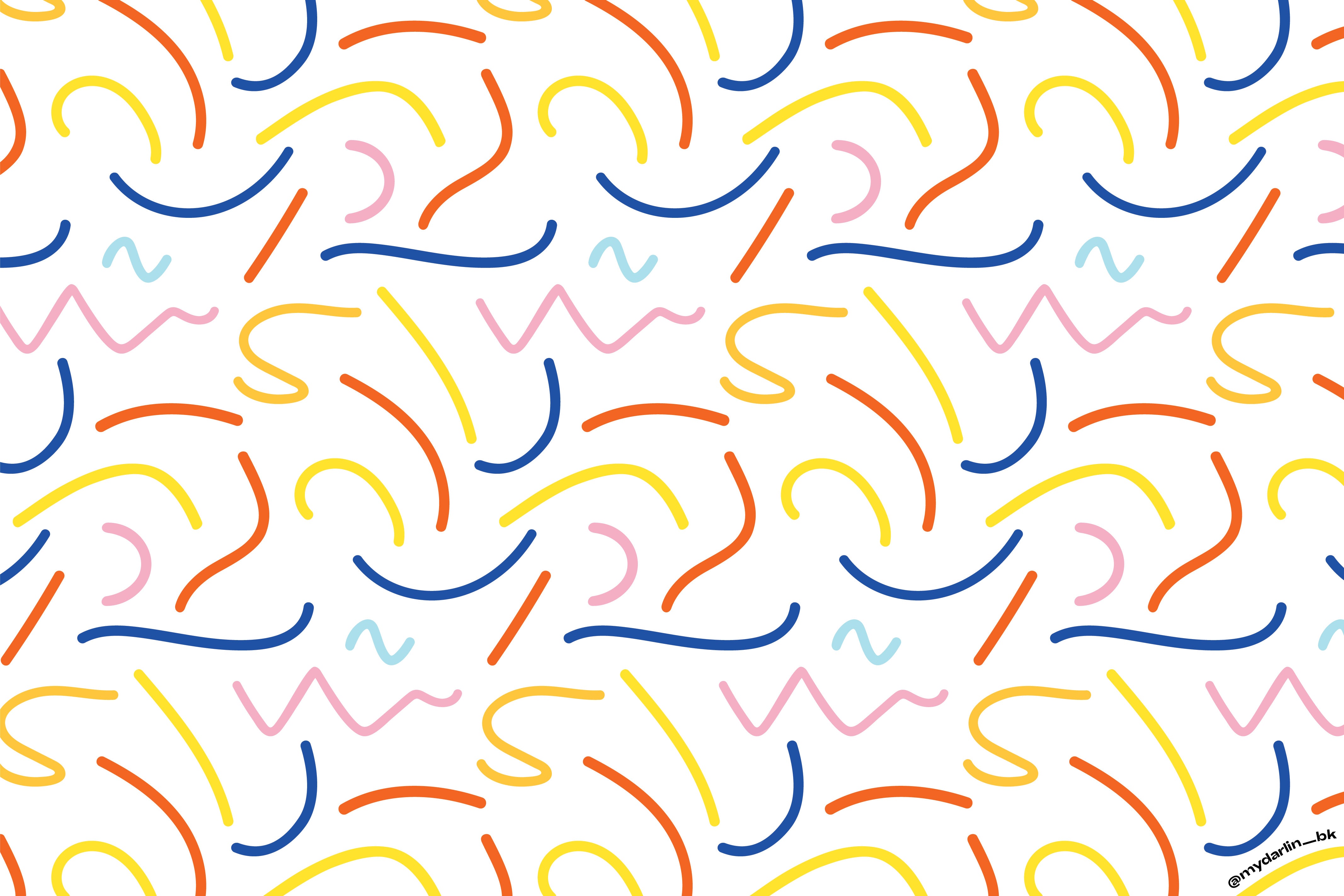 "Squiggle Party" squiggly shapes pattern free downloadable device wallpaper to brighten up your devices by @mydarlin_bk
