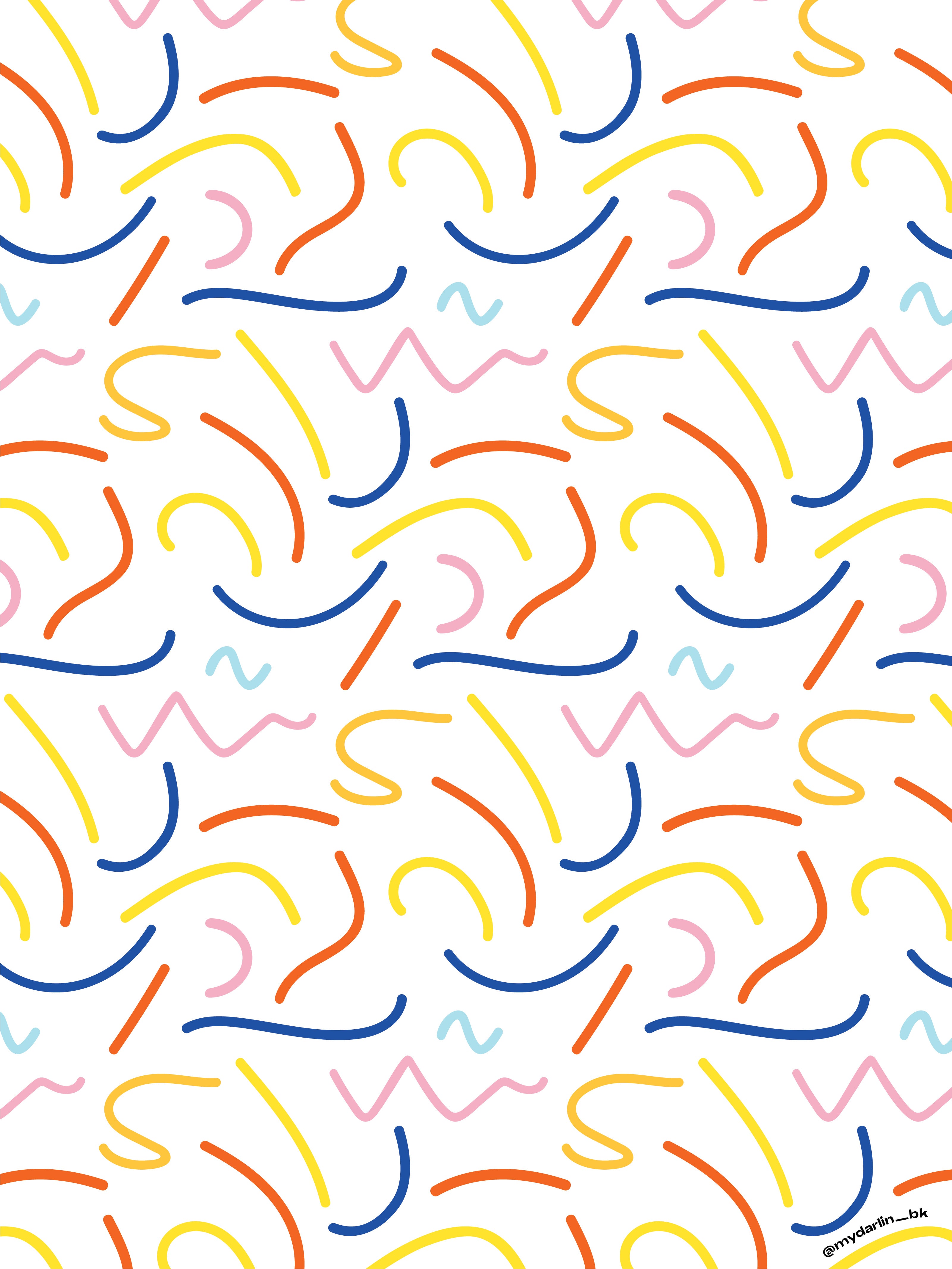 "Squiggle Party" squiggly shapes pattern free downloadable device wallpaper to brighten up your devices by @mydarlin_bk