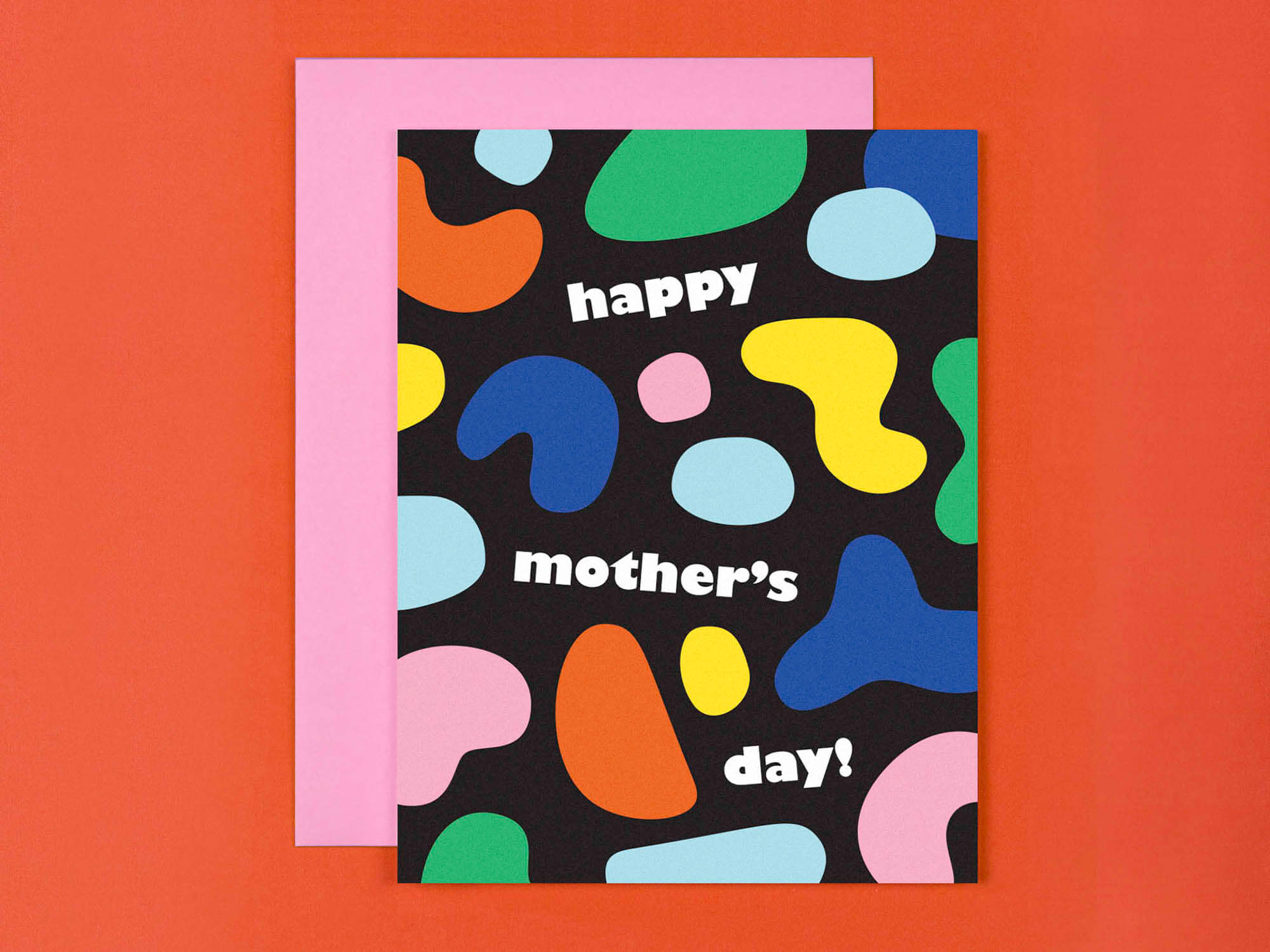 Colorful blobby abstract shapes pattern Mother's Day Card. Made in USA by My Darlin' @mydarlin_bk