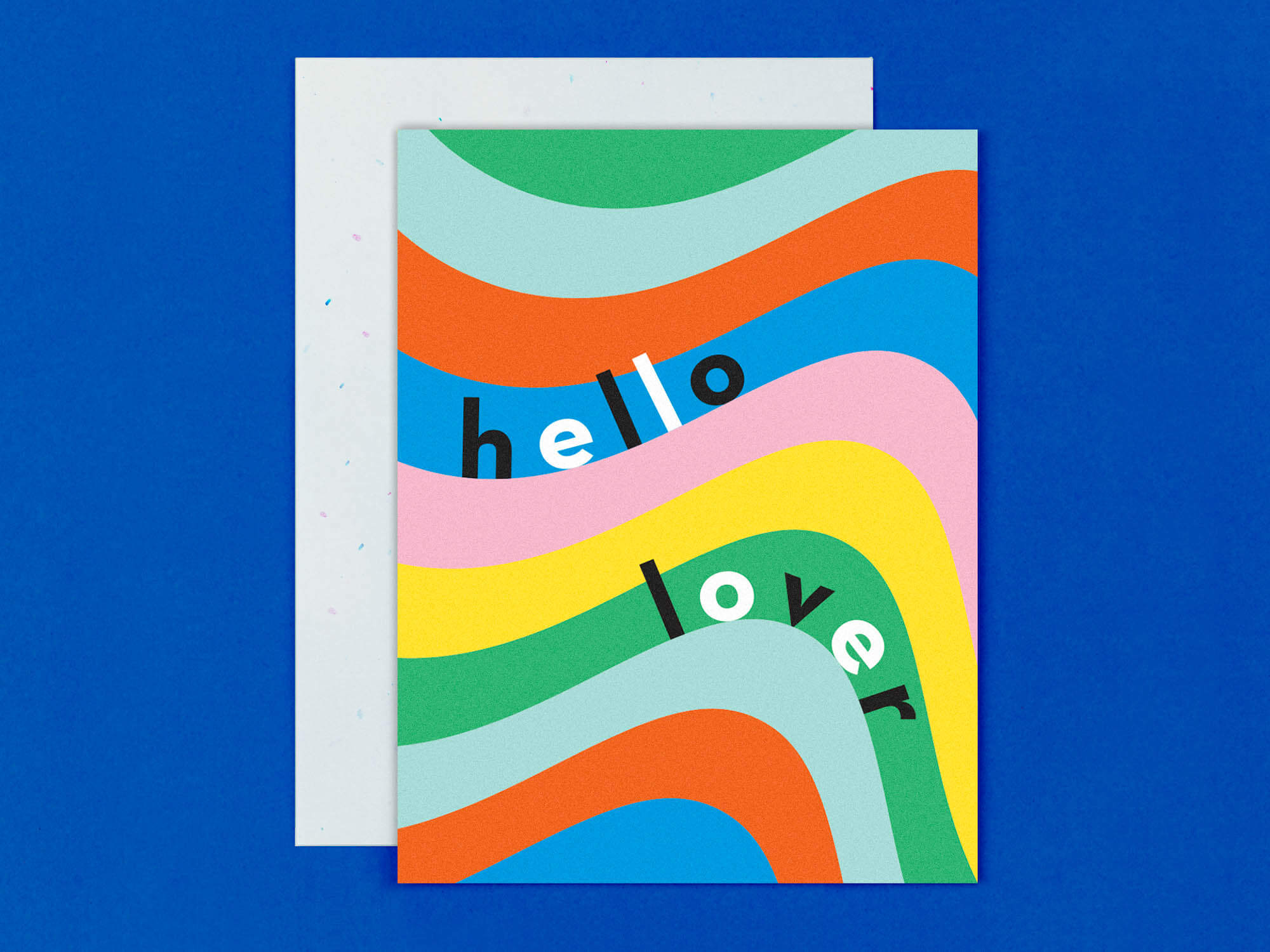 Hello Lover Rainbow Sex and the City quote  love, valentine's day, or anniversary card with trippy rainbow pattern. Made in USA by My Darlin' @mydarlin_bk