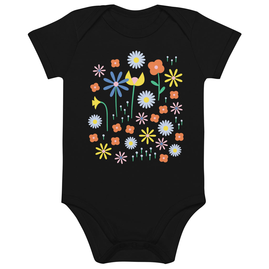 Happy Fleurs Organic Cotton Short Sleeve Baby Onesie