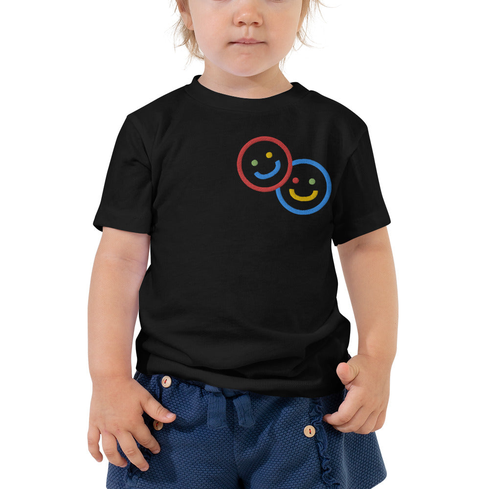 Colorblock Double Smileys Embroidered Toddler Tee