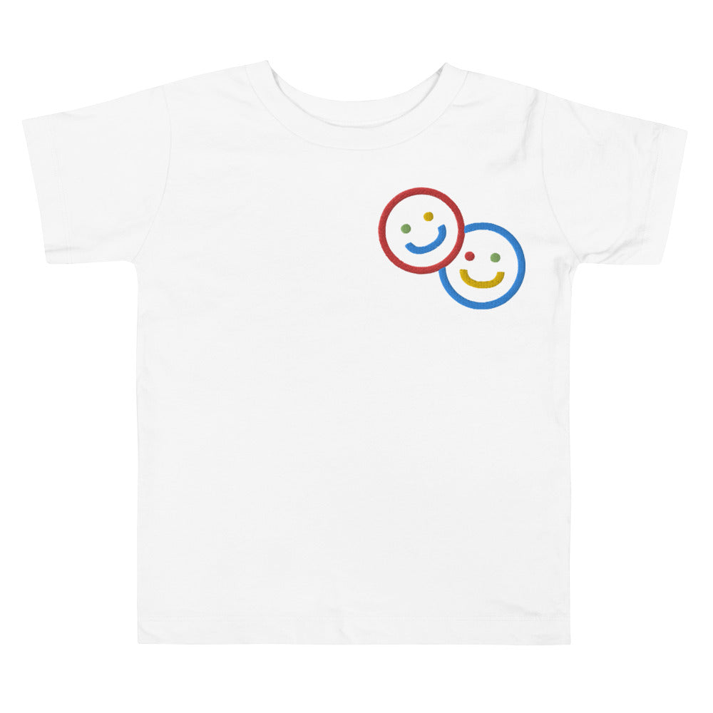 Colorblock Double Smileys Embroidered Toddler Tee