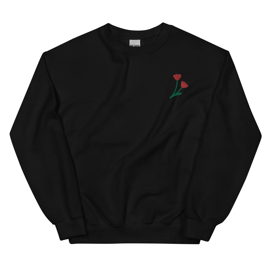 Happy Together Embroidered Flower Sweatshirt